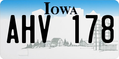 IA license plate AHV178