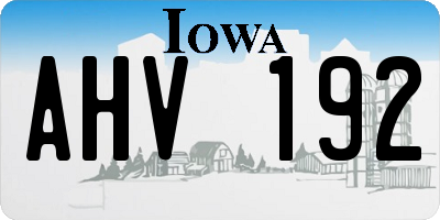 IA license plate AHV192