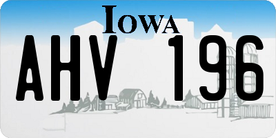 IA license plate AHV196