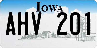IA license plate AHV201