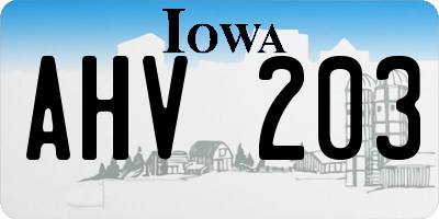 IA license plate AHV203