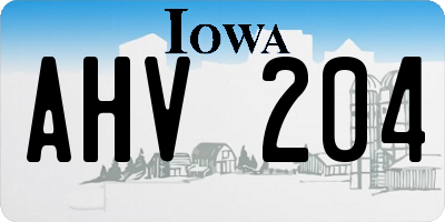 IA license plate AHV204