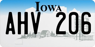 IA license plate AHV206