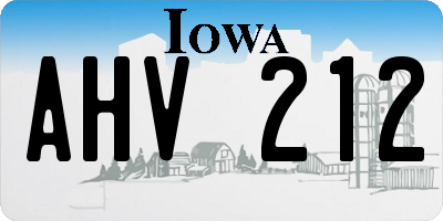 IA license plate AHV212