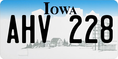 IA license plate AHV228