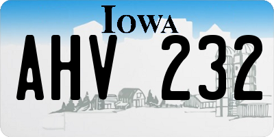 IA license plate AHV232