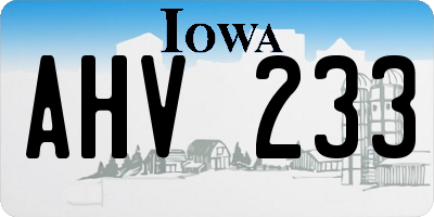 IA license plate AHV233