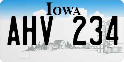 IA license plate AHV234