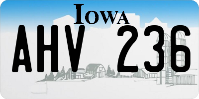 IA license plate AHV236