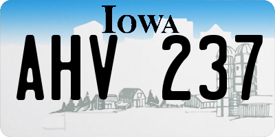 IA license plate AHV237