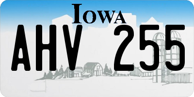 IA license plate AHV255