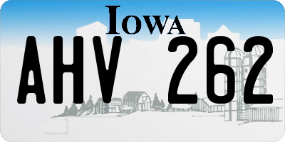 IA license plate AHV262