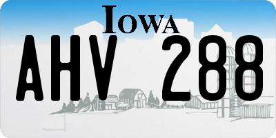 IA license plate AHV288