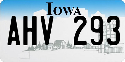 IA license plate AHV293