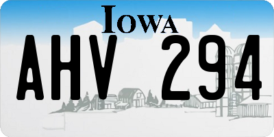 IA license plate AHV294