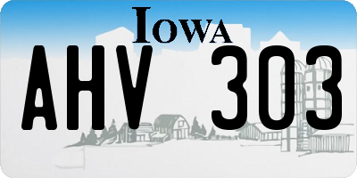 IA license plate AHV303