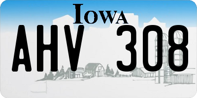 IA license plate AHV308
