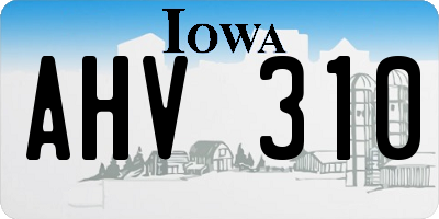 IA license plate AHV310