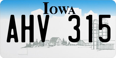 IA license plate AHV315