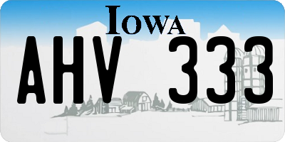 IA license plate AHV333