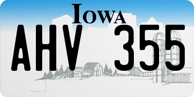 IA license plate AHV355