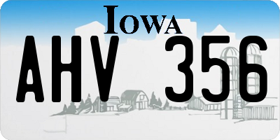IA license plate AHV356