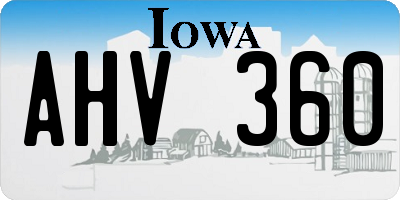 IA license plate AHV360