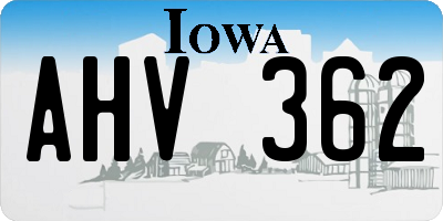 IA license plate AHV362