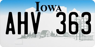 IA license plate AHV363