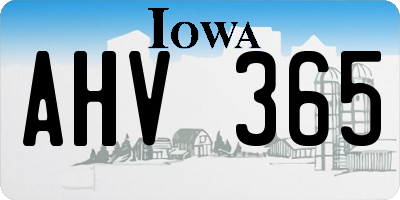 IA license plate AHV365