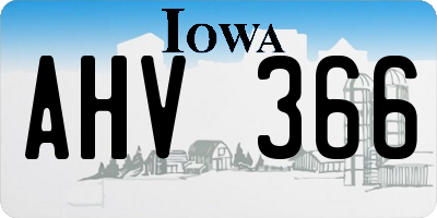 IA license plate AHV366