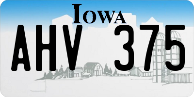IA license plate AHV375