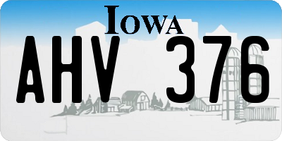 IA license plate AHV376