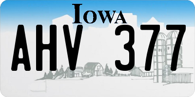 IA license plate AHV377