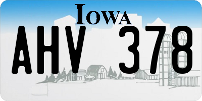 IA license plate AHV378