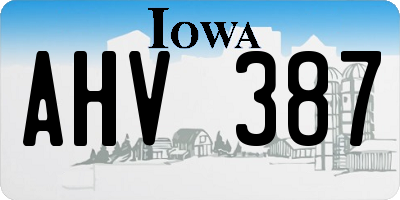 IA license plate AHV387