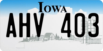IA license plate AHV403