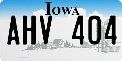 IA license plate AHV404
