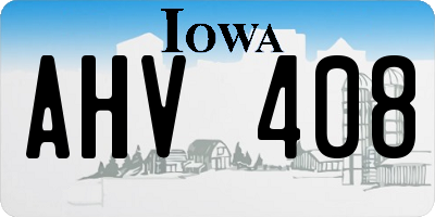 IA license plate AHV408