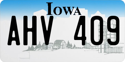 IA license plate AHV409