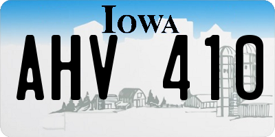 IA license plate AHV410