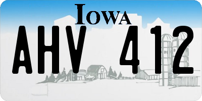 IA license plate AHV412