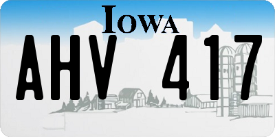 IA license plate AHV417