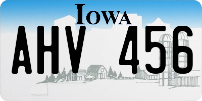 IA license plate AHV456