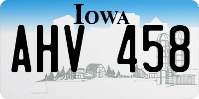IA license plate AHV458