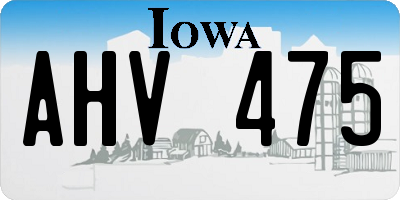 IA license plate AHV475