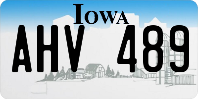 IA license plate AHV489