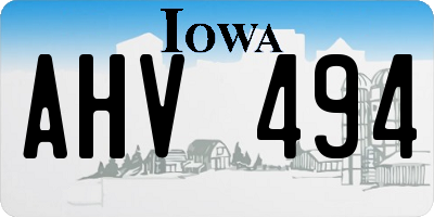 IA license plate AHV494