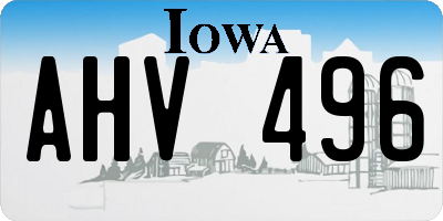 IA license plate AHV496