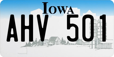 IA license plate AHV501